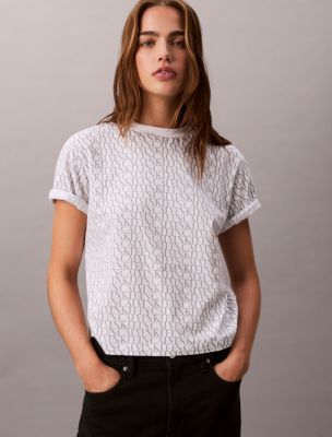Allover Monogram Boxy T-Shirt , Brilliant White