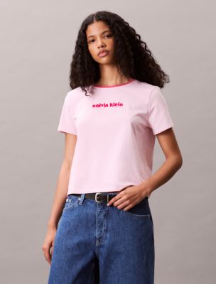 Round Logo Graphic Classic T-Shirt , Sweet Pink