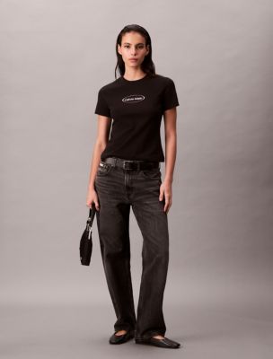 Oval Logo Graphic Slim T-Shirt, Black