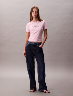 Oval Logo Graphic Slim T-Shirt, Sweet Pink