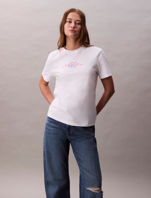 Script Logo Graphic Classic T-Shirt , Brilliant White