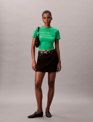 Женские футболки Calvin Klein Stripe Logo Graphic Slim T-Shirt — фото 3