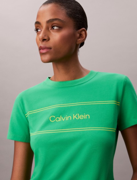 Женские футболки Calvin Klein Stripe Logo Graphic Slim T-Shirt