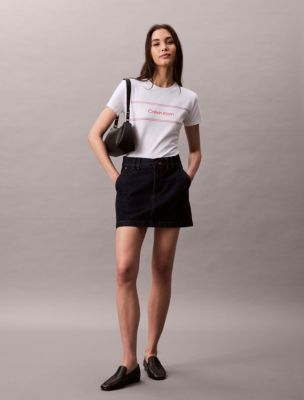 Stripe Logo Graphic Slim T-Shirt , Brilliant White