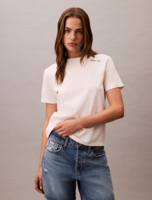 Embroidered Script Logo Classic T-Shirt, Tofu
