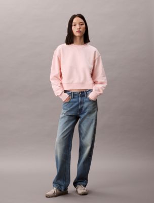French Terry Cropped Relaxed Sweatshirt , Cloud Pink