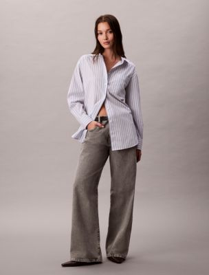 Женские рубашки Calvin Klein Poplin Striped Relaxed Button-Down Shirt — фото 2