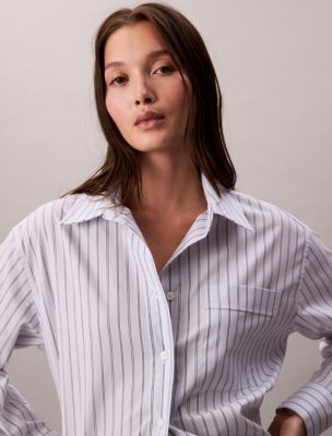 Женские рубашки Calvin Klein Poplin Striped Relaxed Button-Down Shirt — фото 3
