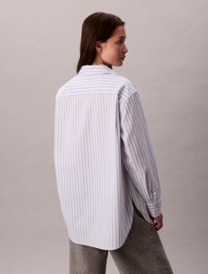 Женские рубашки Calvin Klein Poplin Striped Relaxed Button-Down Shirt — фото 5