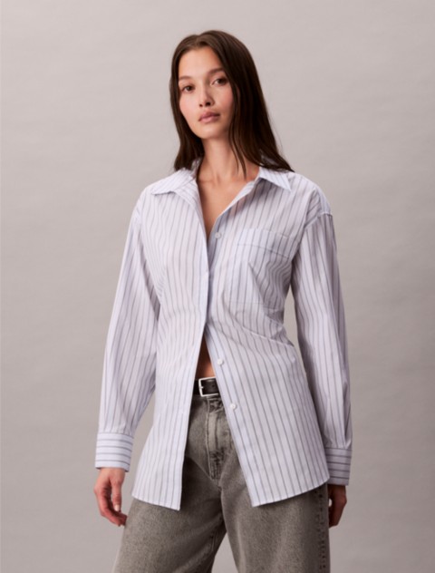 Женские рубашки Calvin Klein Poplin Striped Relaxed Button-Down Shirt
