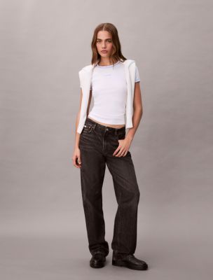 Женские футболки Calvin Klein Contrast Trim Rib Logo Graphic Baby Tee — фото 2