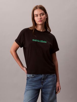 Embroidered Logo Graphic Classic T-Shirt, Black