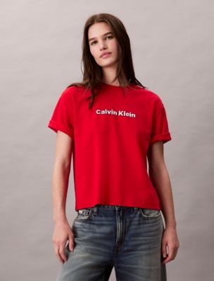 Embroidered Logo Graphic Classic T-Shirt, Goji Berry