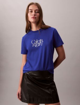 Script Logo Graphic Slim T-Shirt, Cobalt  