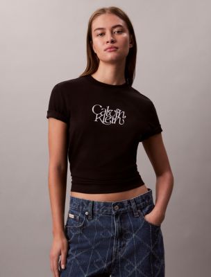 Script Logo Graphic Slim T-Shirt, Black