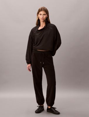 Mixed Media Fleece Joggers, Black