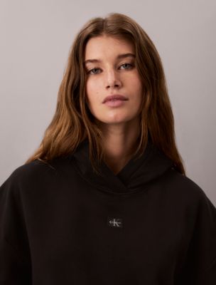 Женское худи Calvin Klein Woven Monologo Relaxed, цвет: Чёрный — фото 3