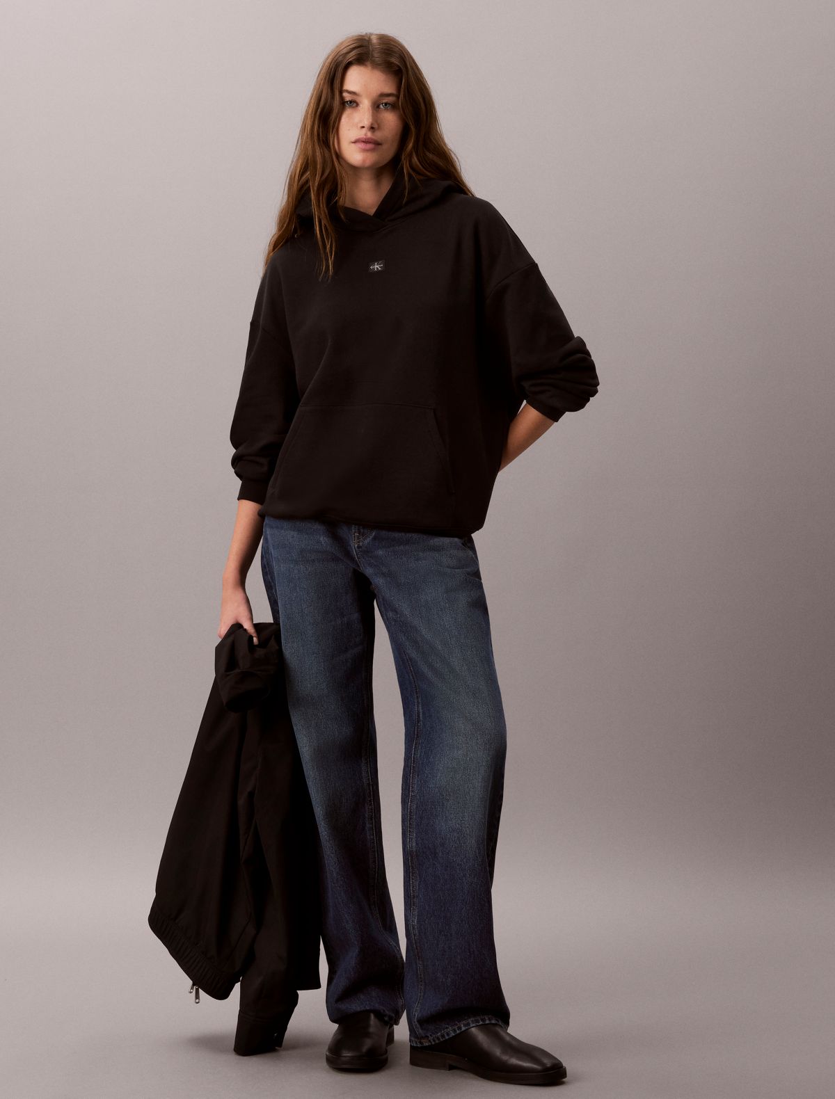 Woven Monologo Relaxed Hoodie
