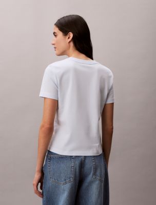 Женские футболки Calvin Klein Monogram V-Neck T-Shirt — фото 4