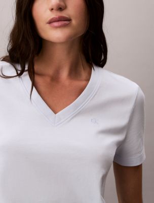 Женские футболки Calvin Klein Monogram V-Neck T-Shirt — фото 5