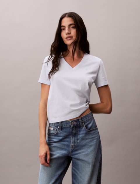 Женские футболки Calvin Klein Monogram V-Neck T-Shirt