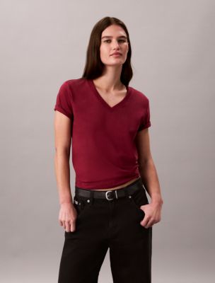 Monogram V-Neck T-Shirt , Rhododendron