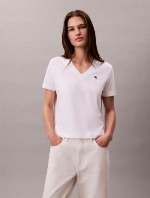 Archive Logo V-Neck T-Shirt , Brilliant White