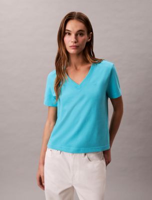 Archive Logo V-Neck T-Shirt , Stately Blue 