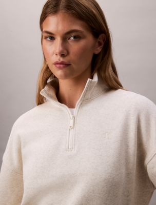 Archive Logo Fleece Quarter Zip Mock Neck Sweatshirt | Calvin