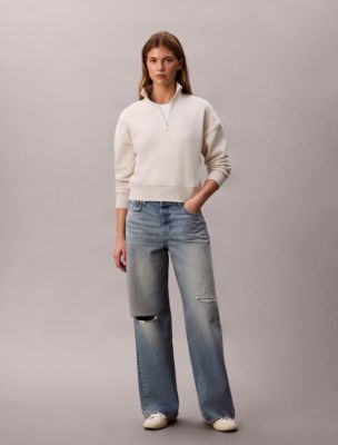 Archive Logo Fleece Quarter Zip Mock Neck Sweatshirt | Calvin