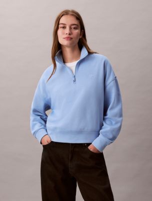 Archive Logo Fleece Quarter Zip Mock Neck Sweatshirt, Frozen Fjord