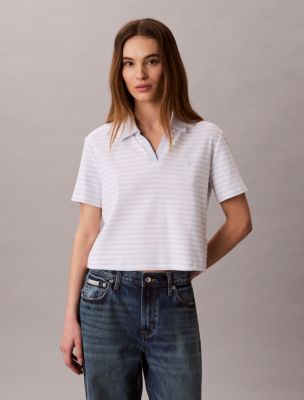 Cotton Contour Rib Polo Tee, Ancient Water Stripes
