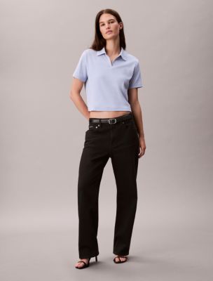 Cotton Contour Rib Polo Tee, Casual Blue 