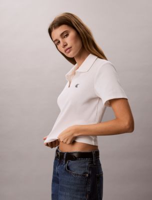 Женские футболки Calvin Klein Cotton Contour Rib Polo Tee — фото 4