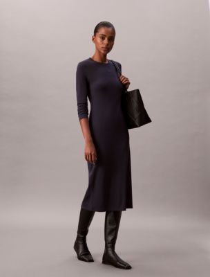 Contour Slim Midi Dress, Inkwell
