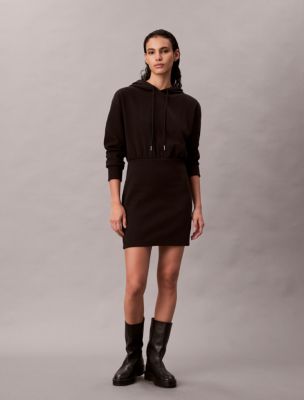 Hoodie Mini Dress , Black