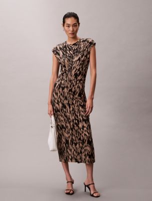 Modal Blend Jersey Print Slim Midi Dress, Amphora