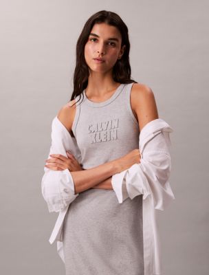 calvin klein grey dress Clothing - Mini Half Button Dress - A-Line - Slate Grey