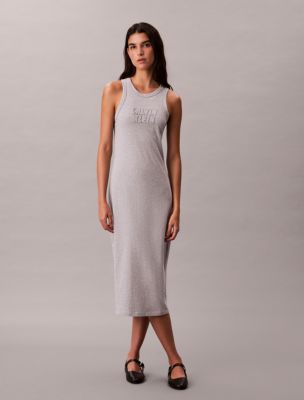 Calvin Klein Logo Midi Tank Dress, Grey Heather