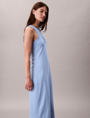 maxi dresses for women blue Blue Satin Tiered Maxi Dress - Corset Gown