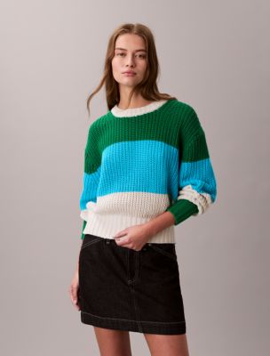 Chunky Stripe Relaxed Sweater, Chalk Combo