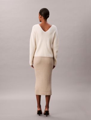 Женская юбка Calvin Klein Rib Cotton Midi, цвет: Серо-бежевый — фото 5
