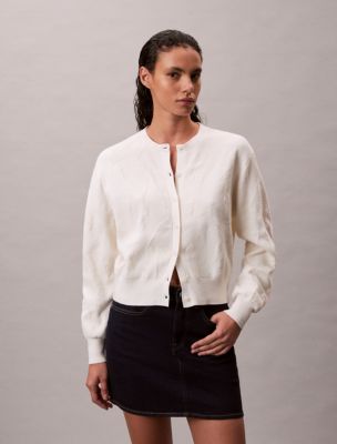 Textured Jacquard Cardigan, Tofu Combo
