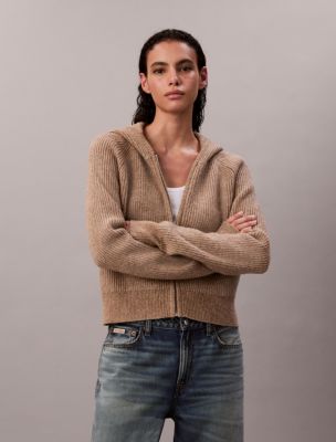 Sweater Rib Zip Hoodie , Amphora Melange