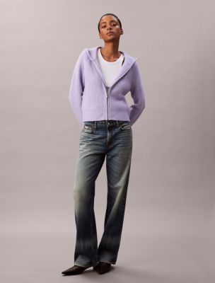 Ribbed Raglan Sleeve Hoodie, Lacey Lilac