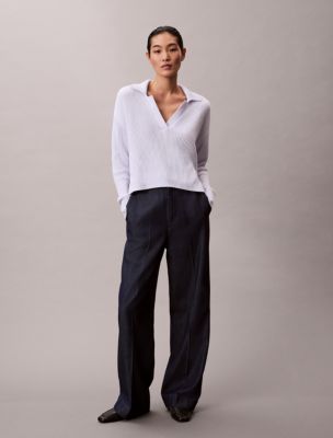 Женские свитеры Calvin Klein Smooth Cotton Relaxed Polo Sweater — фото 2