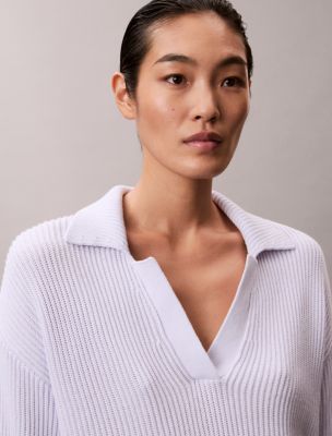 Женские свитеры Calvin Klein Smooth Cotton Relaxed Polo Sweater — фото 3