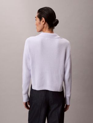 Женские свитеры Calvin Klein Smooth Cotton Relaxed Polo Sweater — фото 4