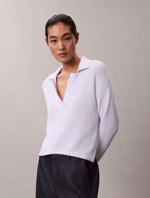 Женские свитеры Calvin Klein Smooth Cotton Relaxed Polo Sweater — фото 5