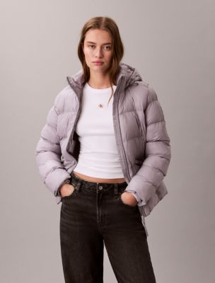 Slim Puffer Jacket, Flat Gray
